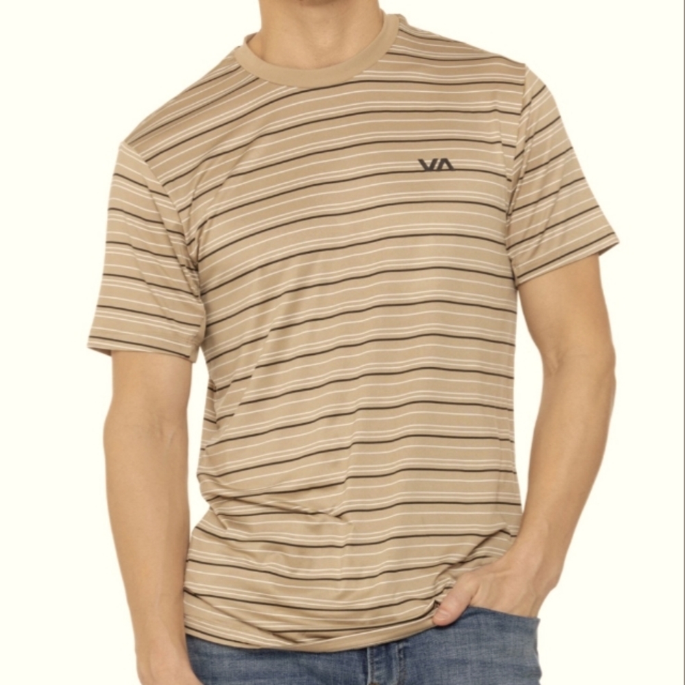 RVCA Men's Sweep Stripe Performance Crew T-shirt New Size Large
